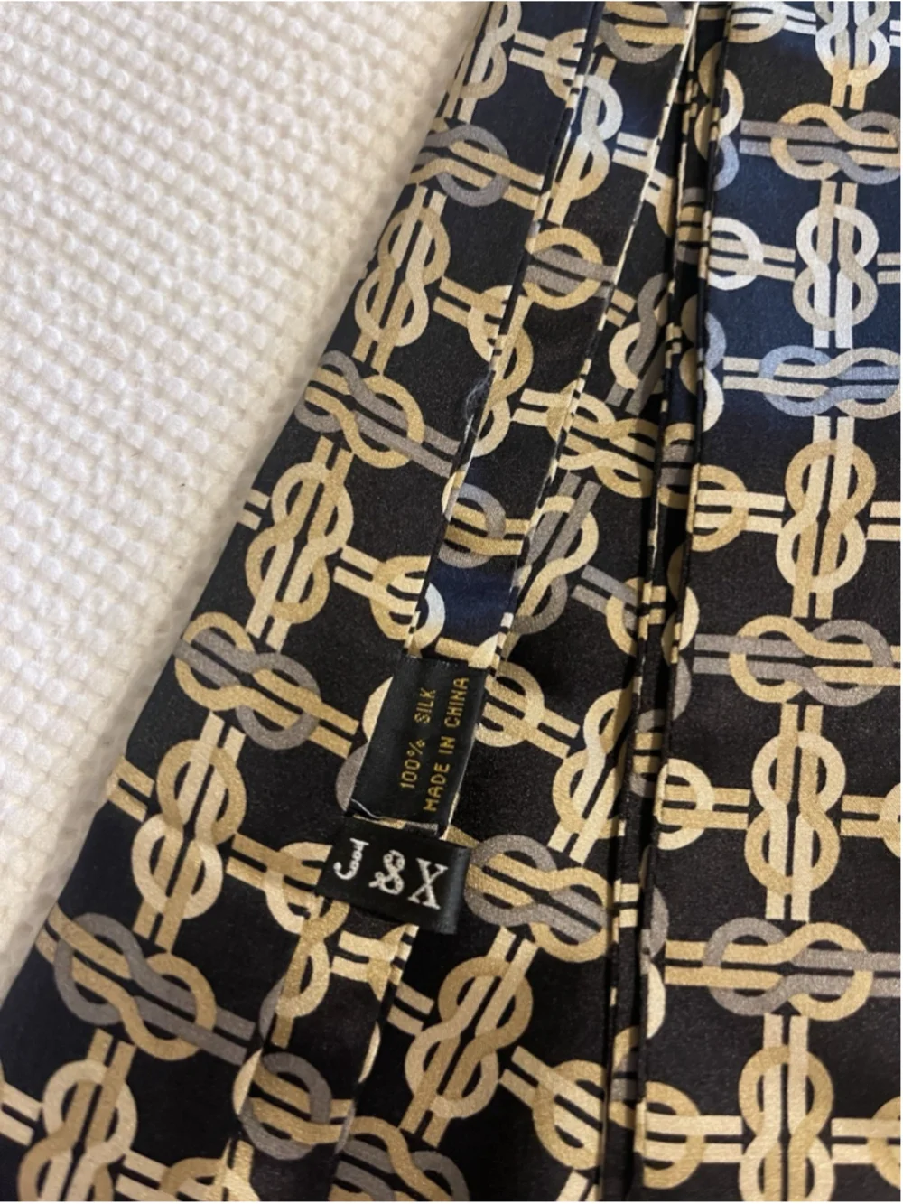 Vintage J & X 100% Silk Tassel Scarf